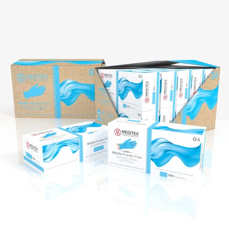 Meditex MEDITEX NITRILE GLOVES EXAMINATION GRADE LATEX FREE POWDER FREE ICE BLUE 1000 PCS 4MIL|SIZE XS XS